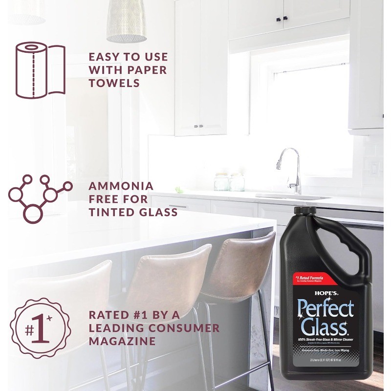Perfect Glass Cleaner Spray Refill, Streak-Free, Ammonia-Free Window, Mirror