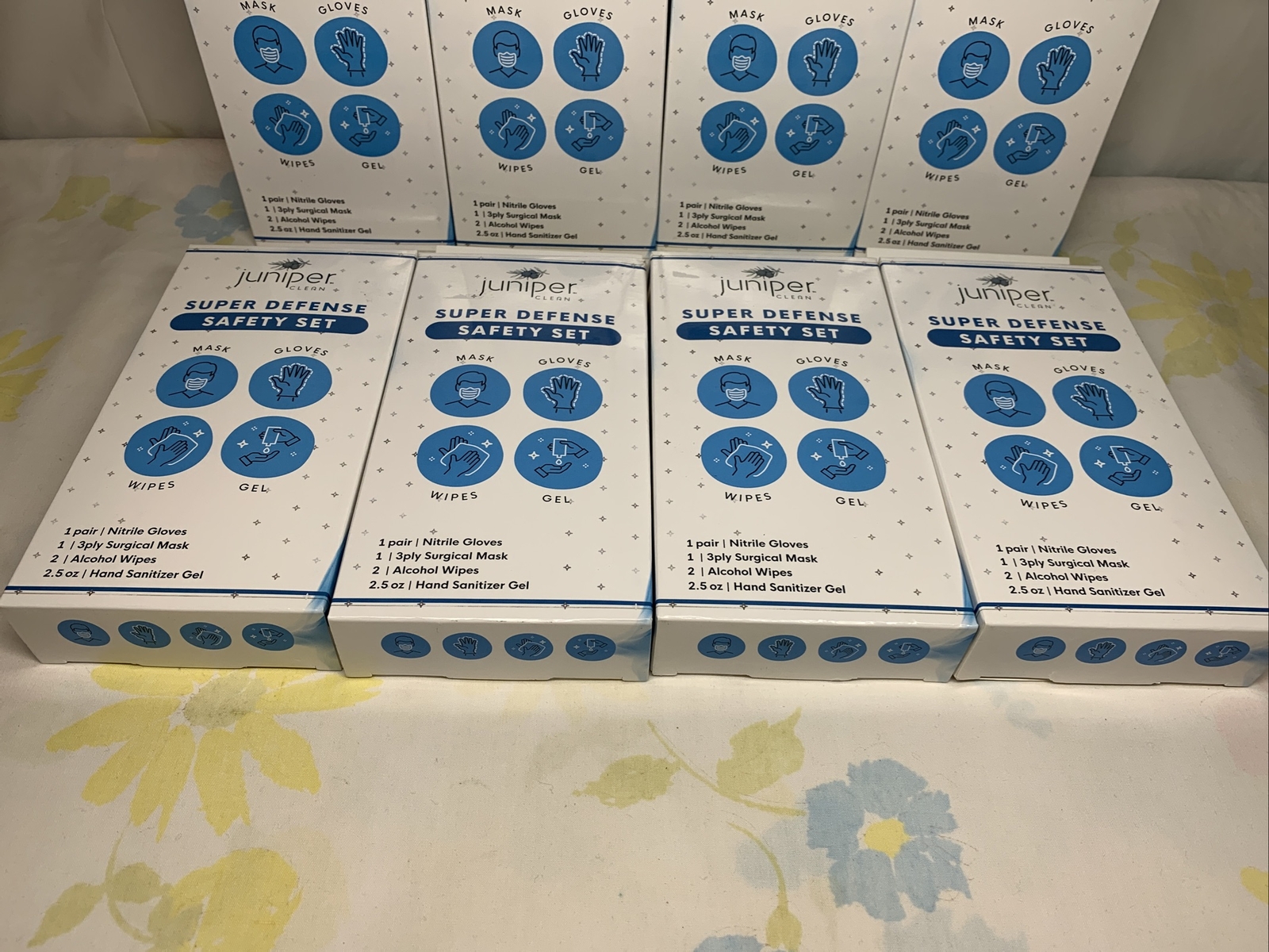 Juniper Safety Set Mask Gloves Wipes Wipes Gel Lot Of 8 Super Defense Clean
