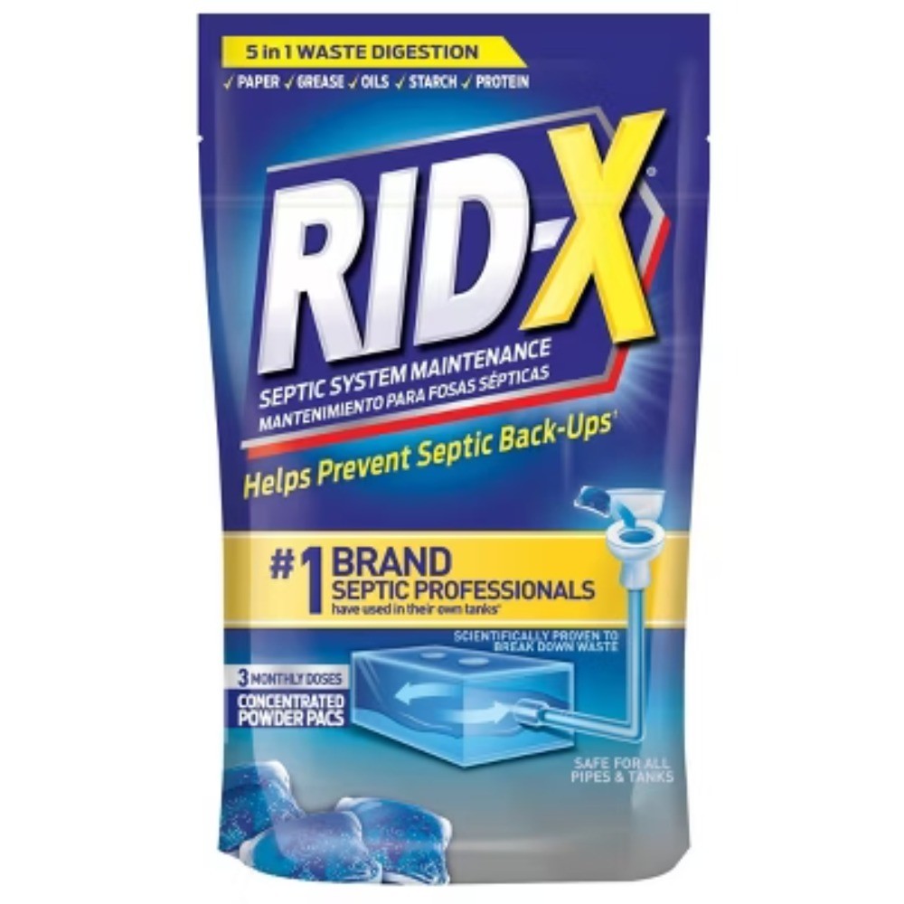 Rid-X Septic System Powder Pacs – 3.2oz, Toilet Safe, Removes Soil
