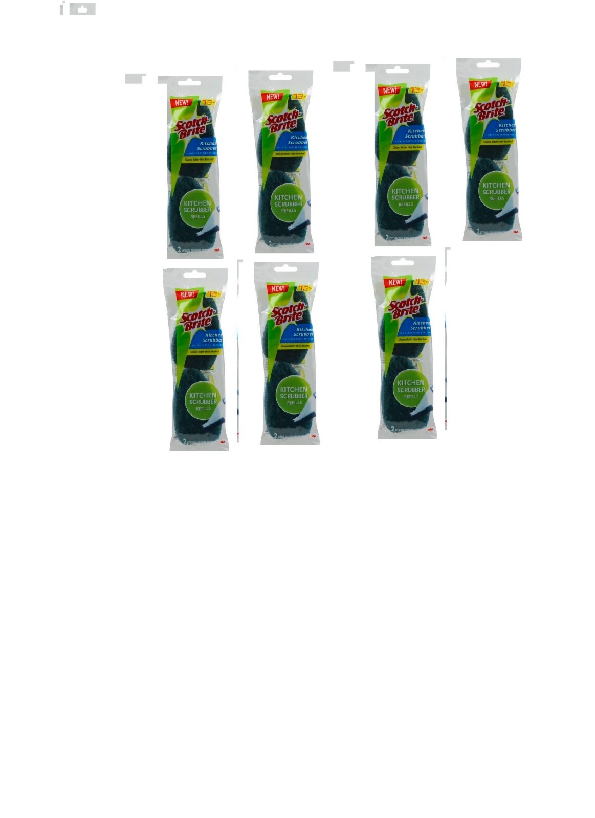 7X Scotch-Brite Kitchen Scrubber Refills, 14SCRUBS IN TOTTAL