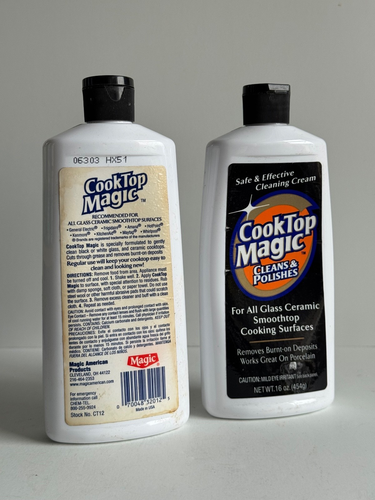 2 Cooktop Magic Glass Ceramic Smoothtop Cleaner White Bottles Black Cap New Seal
