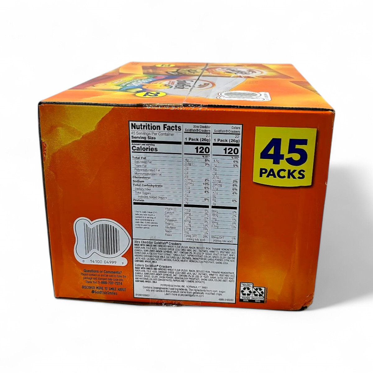 Goldfish Variety Pack Xtra Cheddar Flavor Blasted and Colors 45-Pack