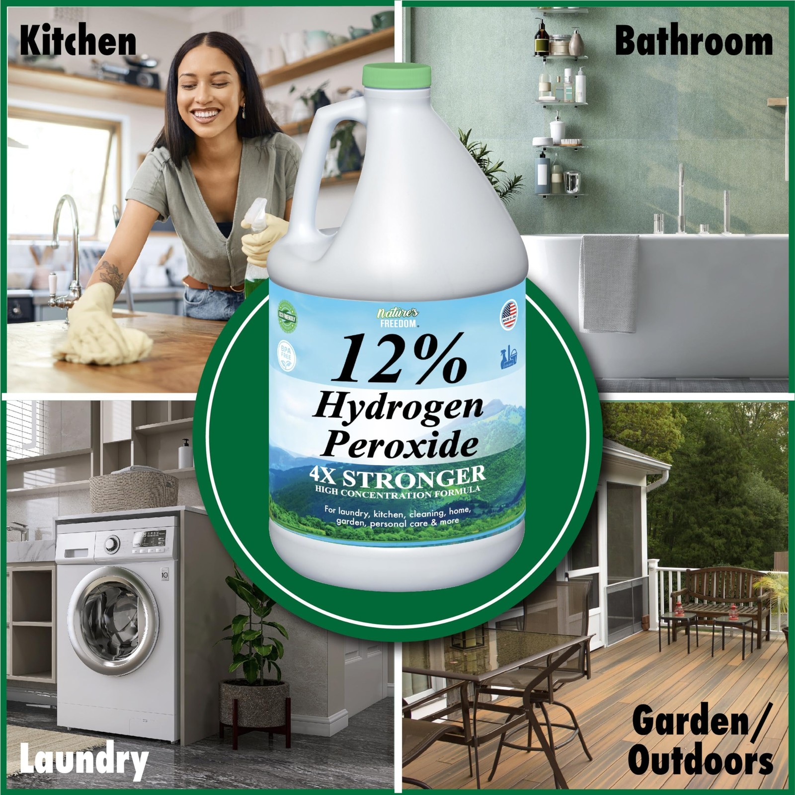12% Hydrogen Peroxide, Food Grade H2O2 and Purified Water Only, 1 Gallon Solu…