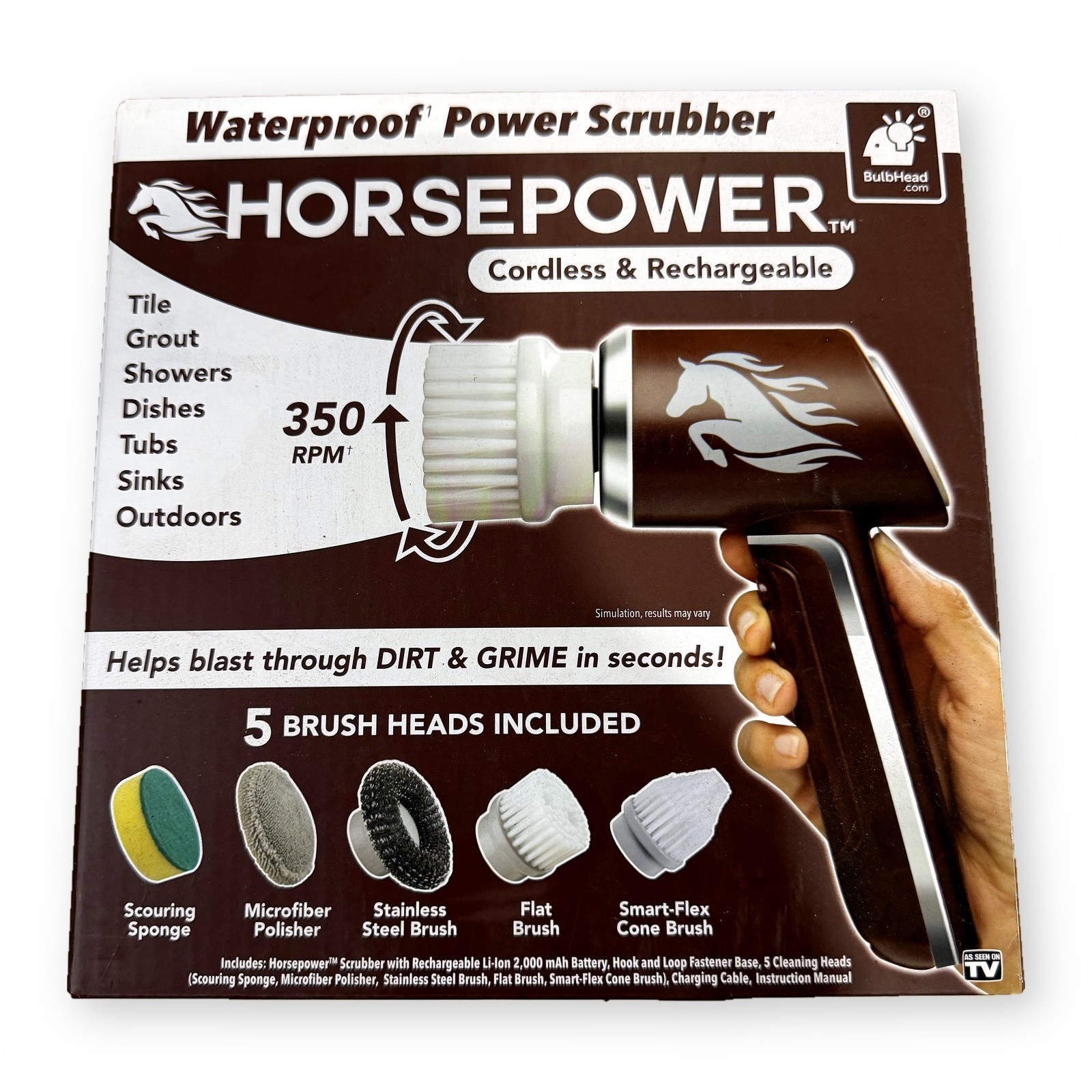 Ruby Horsepower Waterproof Rechargeable Power Scrubber New