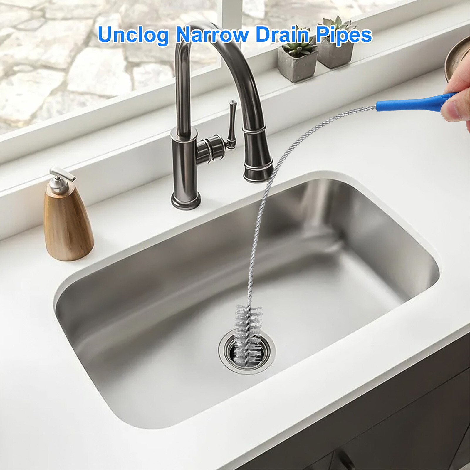 3 PCS Drain Pipe Cleaning Brush Set – Flexible Sink Bathtub Clog Remover Tools