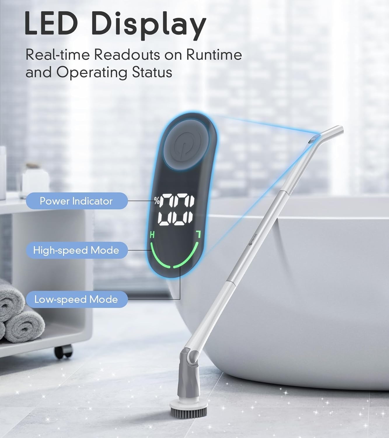 Electric Spin Scrubber Shower Scrubber Digital Display 5 Brush Heads Deep Clean
