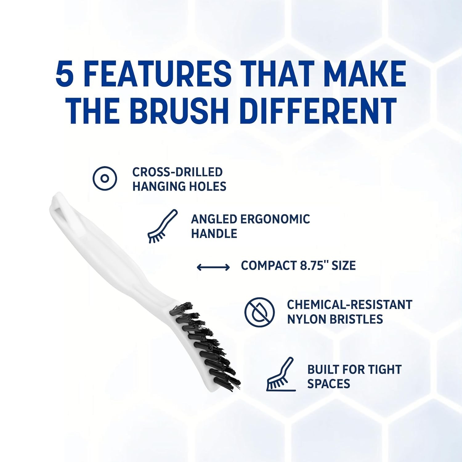 Flo-Pac Grout Brush with Nylon Bristles, Scrubber with Handle for Bathroom an…