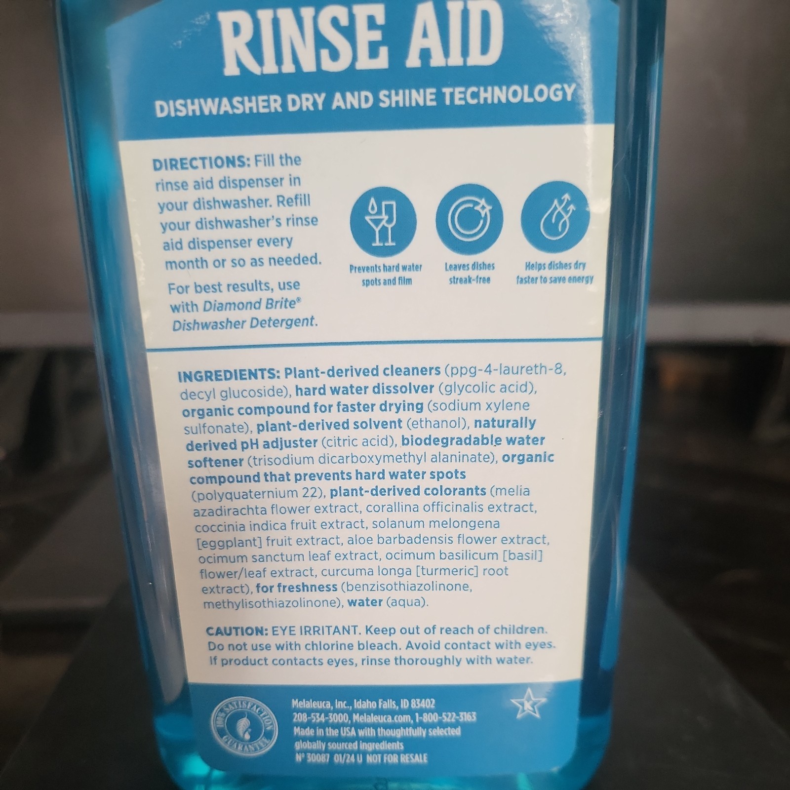 EcoSense Rinse Aid Dishwasher Dry & Shine. 16oz Bottle. Sealed. New