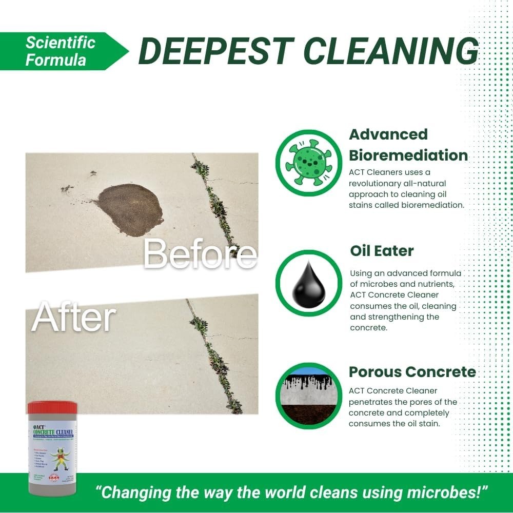ACT Concrete Cleaner 2.5 lb Eco Dry Powder Oil Stain Remover Pet Safe HOA