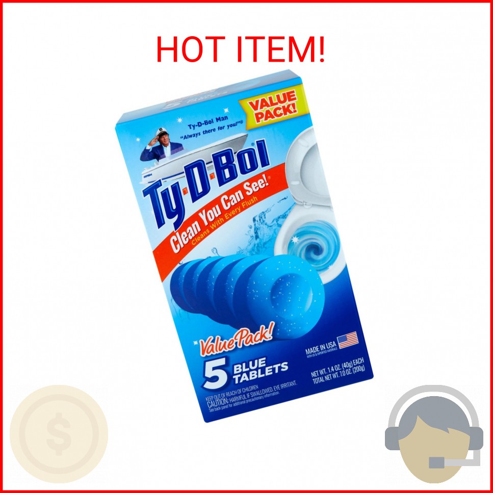 Ty-D-Bol, Blue Toilet Bowl Cleaner Tablets, 5 Count