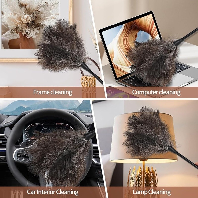 6 Mini Ostrich Feather Dusters Lightweight Reusable Household Cleaning Tool New