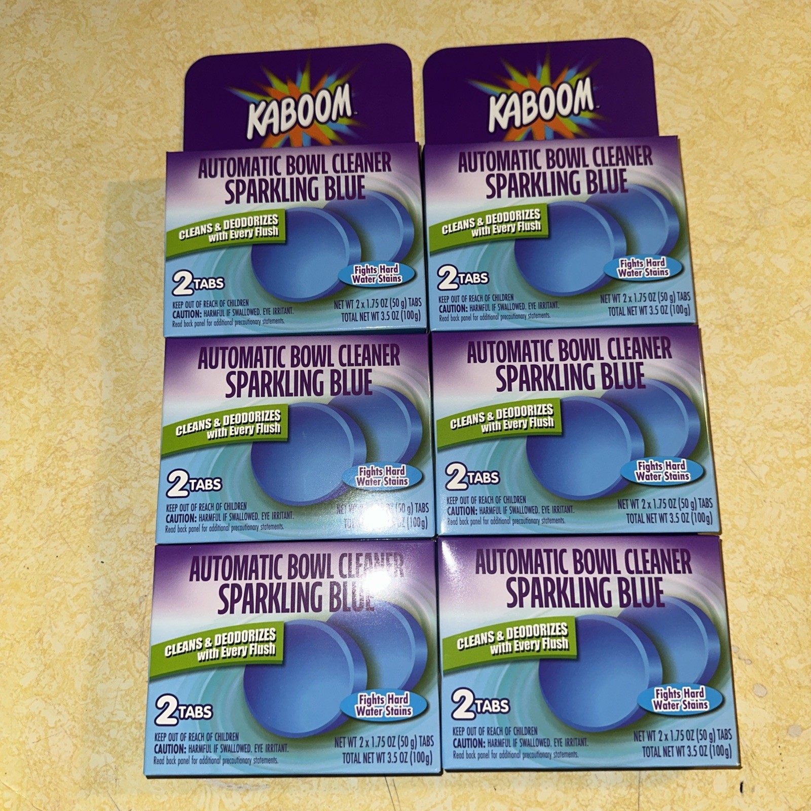 🔥 KABOOM Auto Bowl Cleaner Sparkling Blue 6 Boxes 2 Tabs Ea 12 Total Free Ship