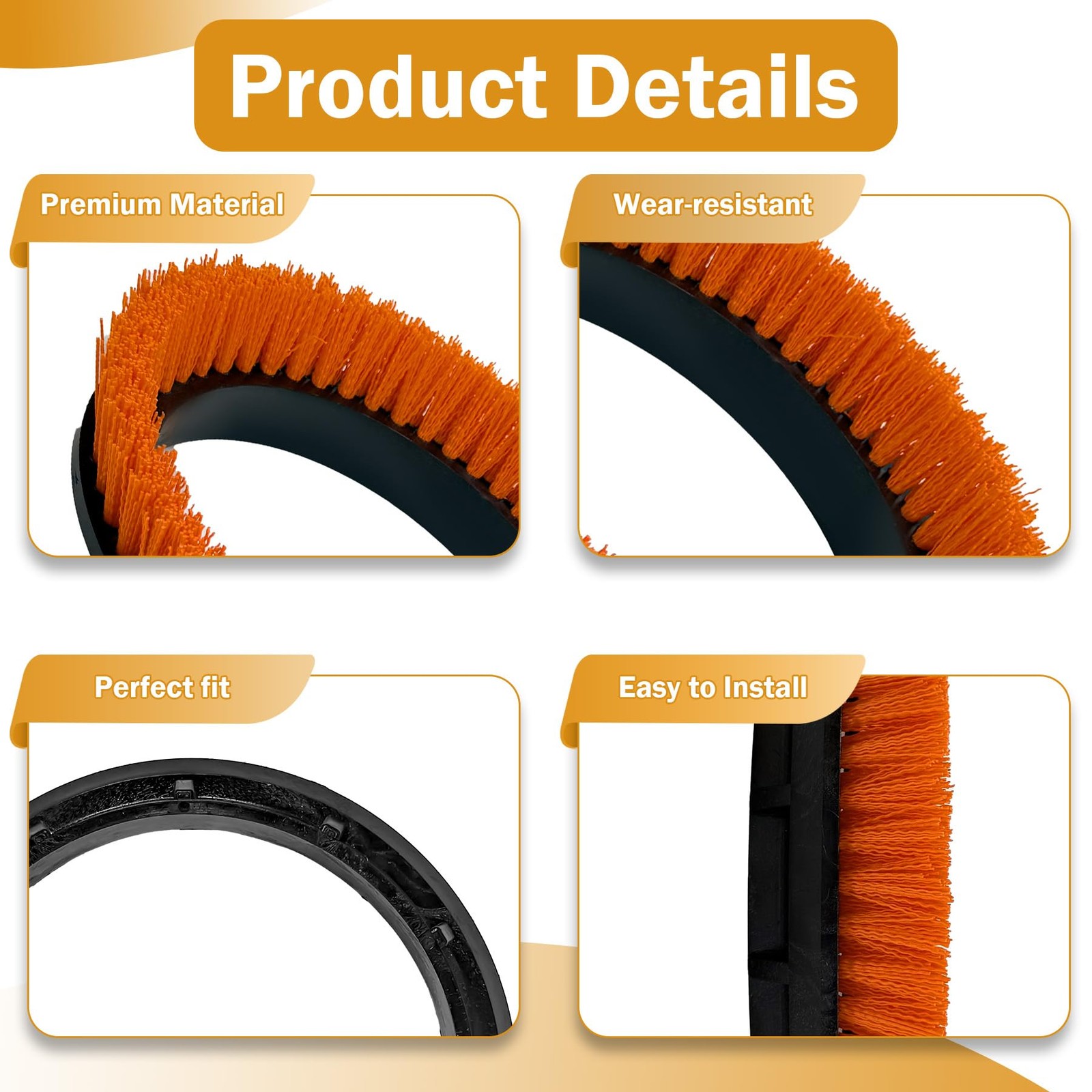 237047 Orbiter Orange Scrub Brush for ORB550MC Orbiter Floor Machine, Heavy-D…
