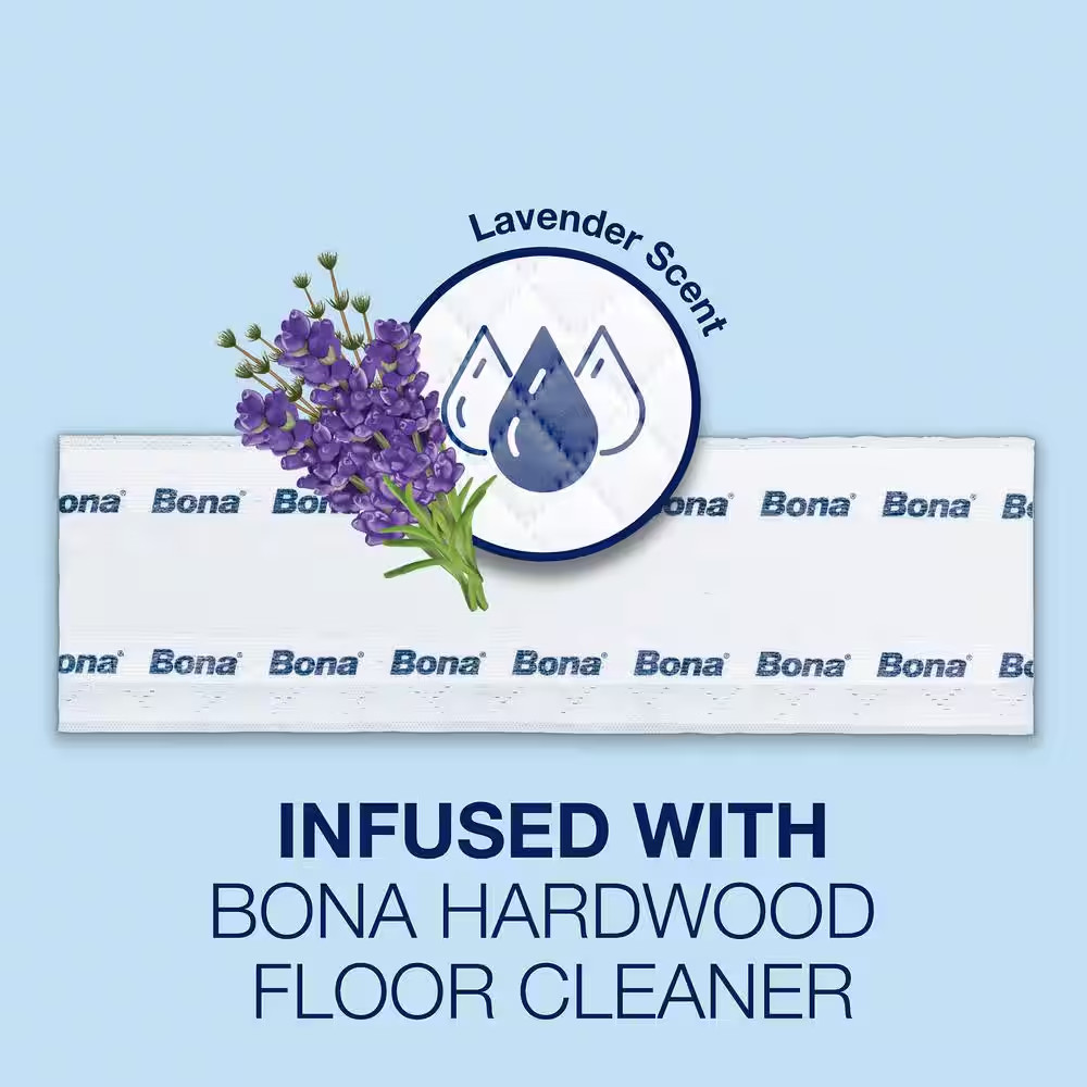 Hardwood Floor Disposable Wet Cleaning Pads, Lavender Scent, (12-Count)
