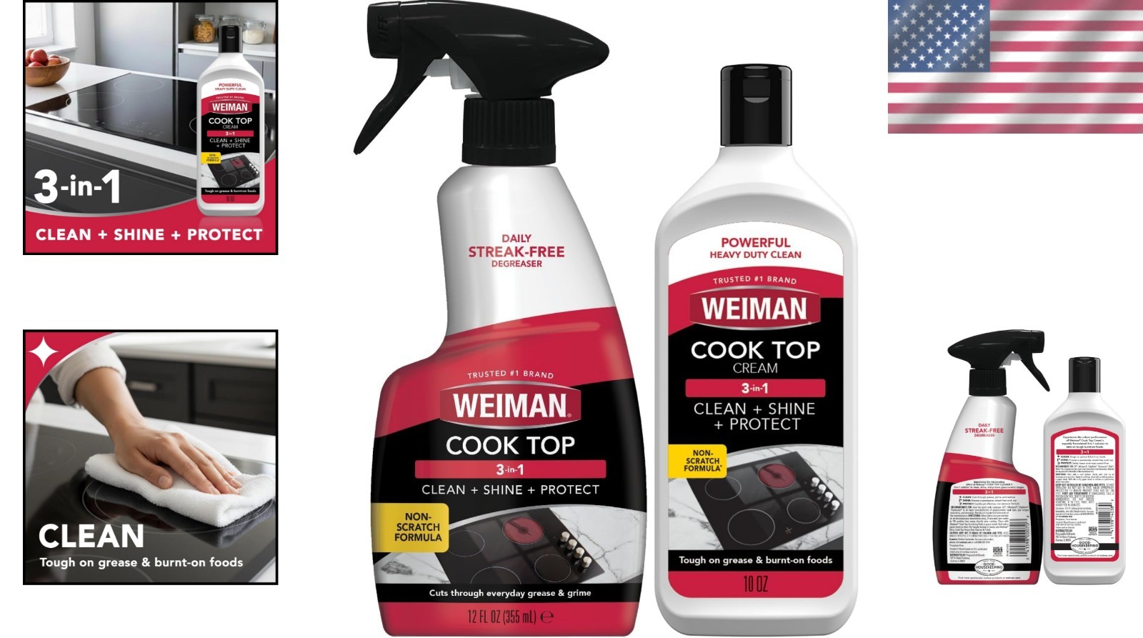 Glass Cooktop Cleaner Kit Stovetop Burnt Food Remover Spray Bundle