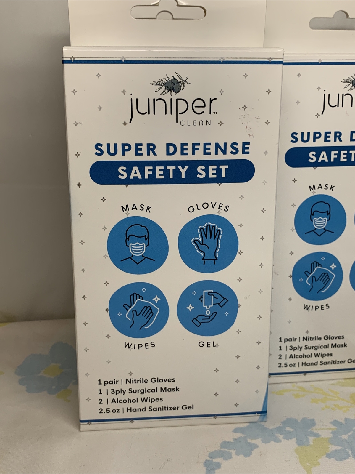 Juniper Safety Set Mask Gloves Wipes Wipes Gel Lot Of 8 Super Defense Clean