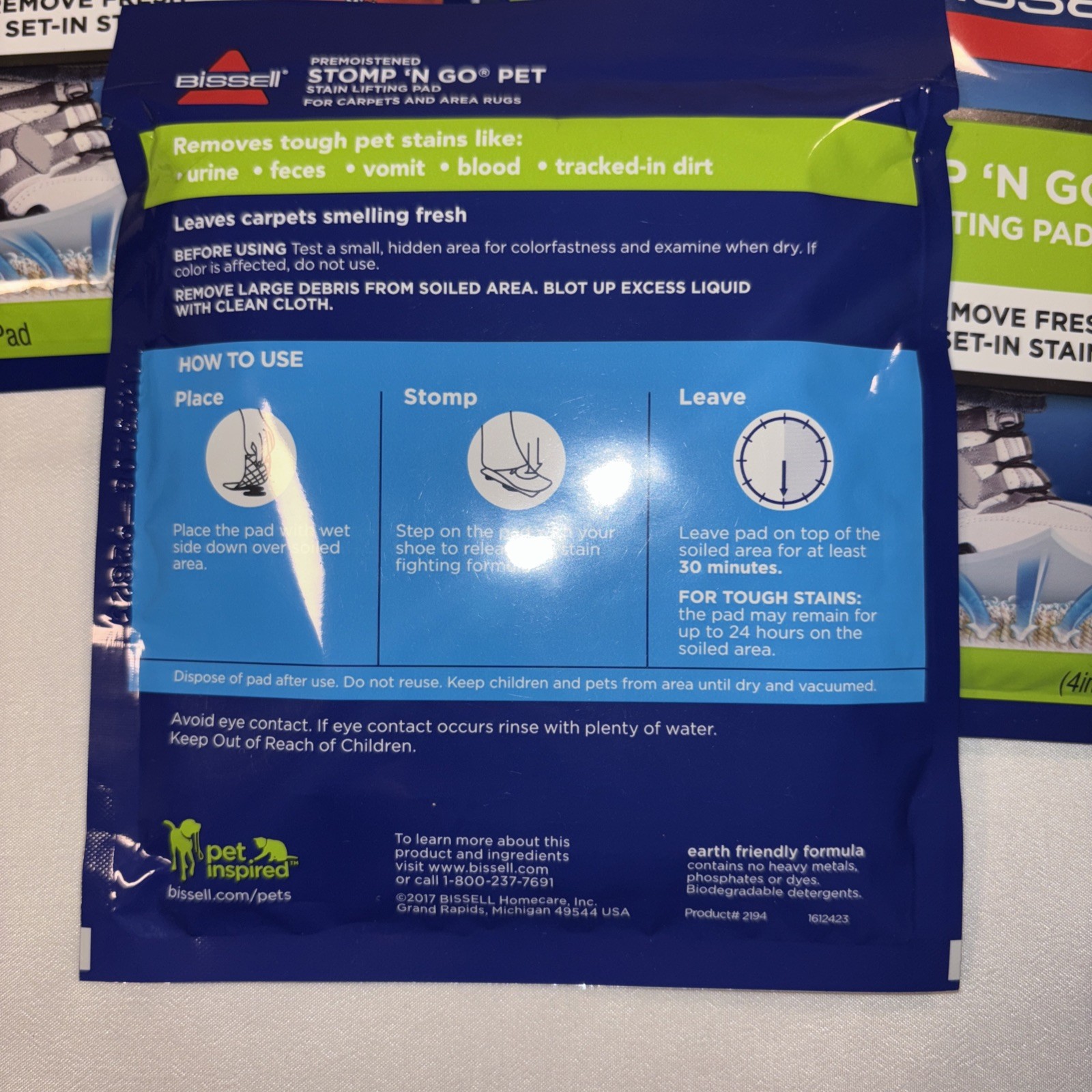 Lot of 4 New Bissell Stomp-N-Go Pet Stain Lifting Pads + Oxy New