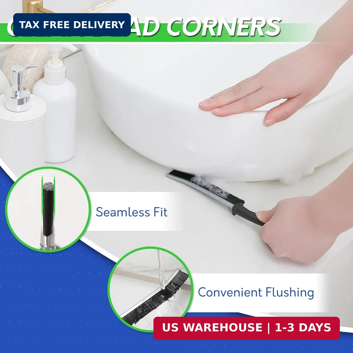 Grout Brush with Long Handle Stiff Bristles Tile Floor Scrubber for Shower Bath