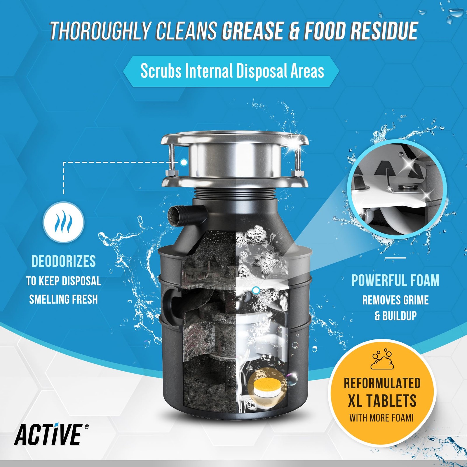 Garbage Disposal Cleaner Deodorizer Tablets 24 Pack New Powerful XL Foaming