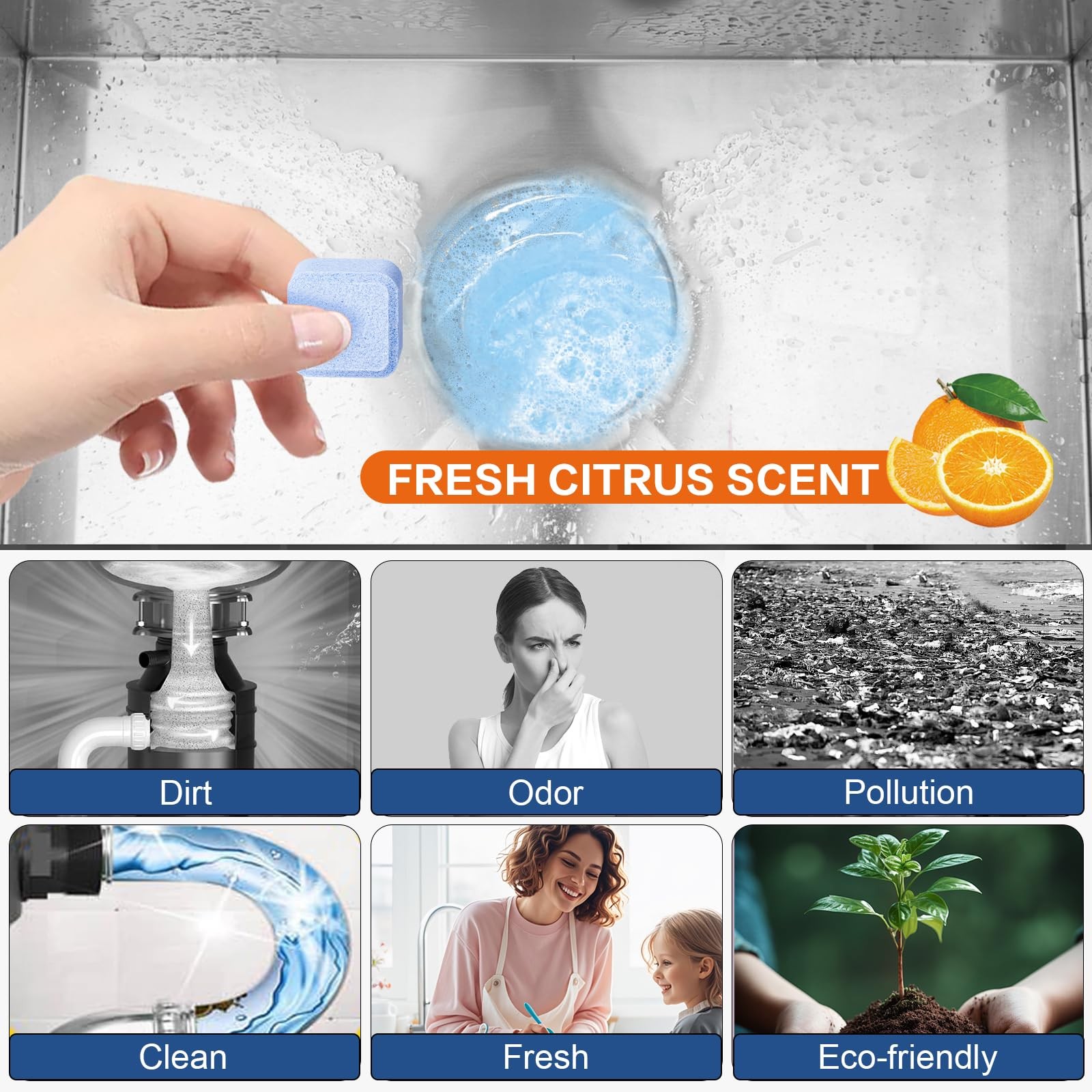 30 PCS Garbage Disposal Cleaner Tablet Deodorizer Foaming Sink Wash Supply