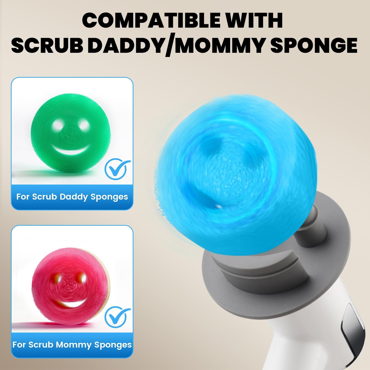 Spin Scrubber for Scrub Daddy/Mommy, 2-Speed Power Cleaning Brush with Digita…