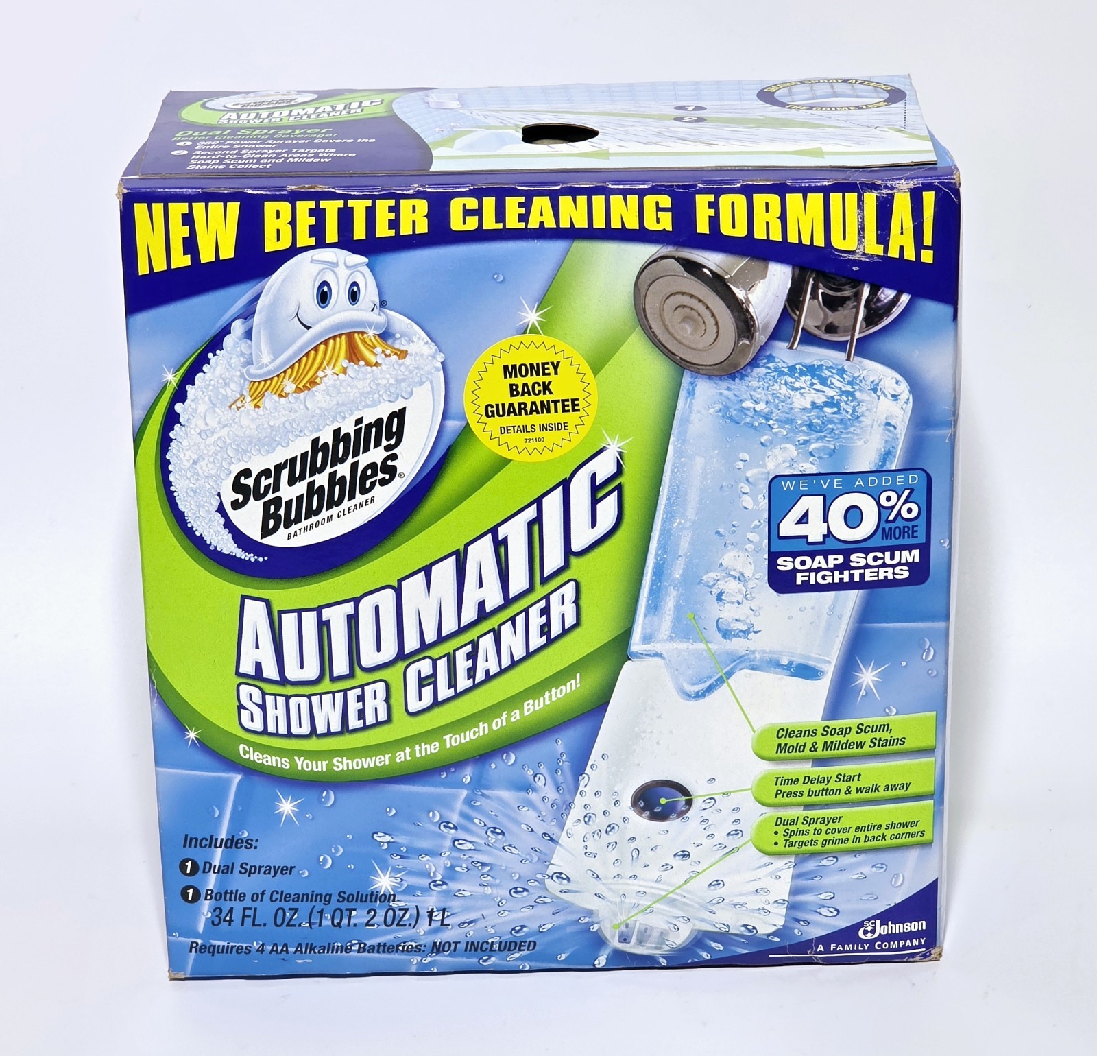 Scrubbing Bubbles Automatic Shower Cleaner Dual Sprayer + Refill Bottle Sealed