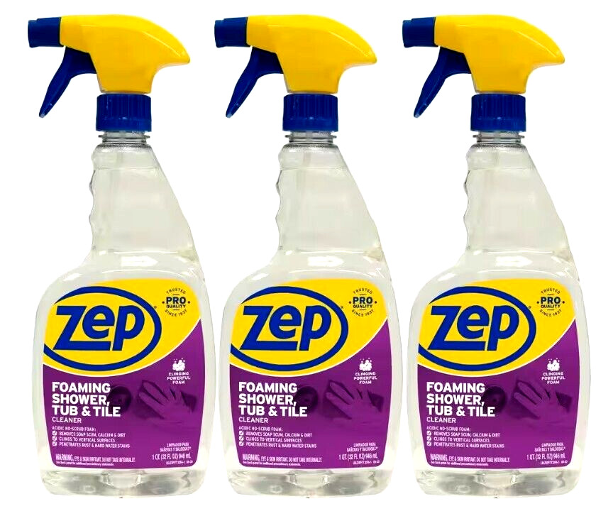 Zep Foaming Shower, Tub & Tile Cleaner, Leaves No Residue – 32 oz. Pack Of 3