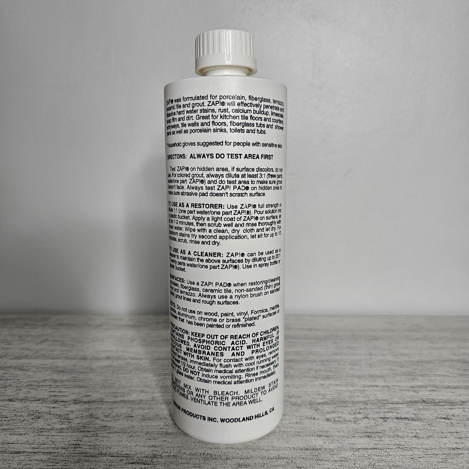 ZAP! Professional Restorer Tile Grout Porcelain Fiberglass 16 Oz 70% FULL