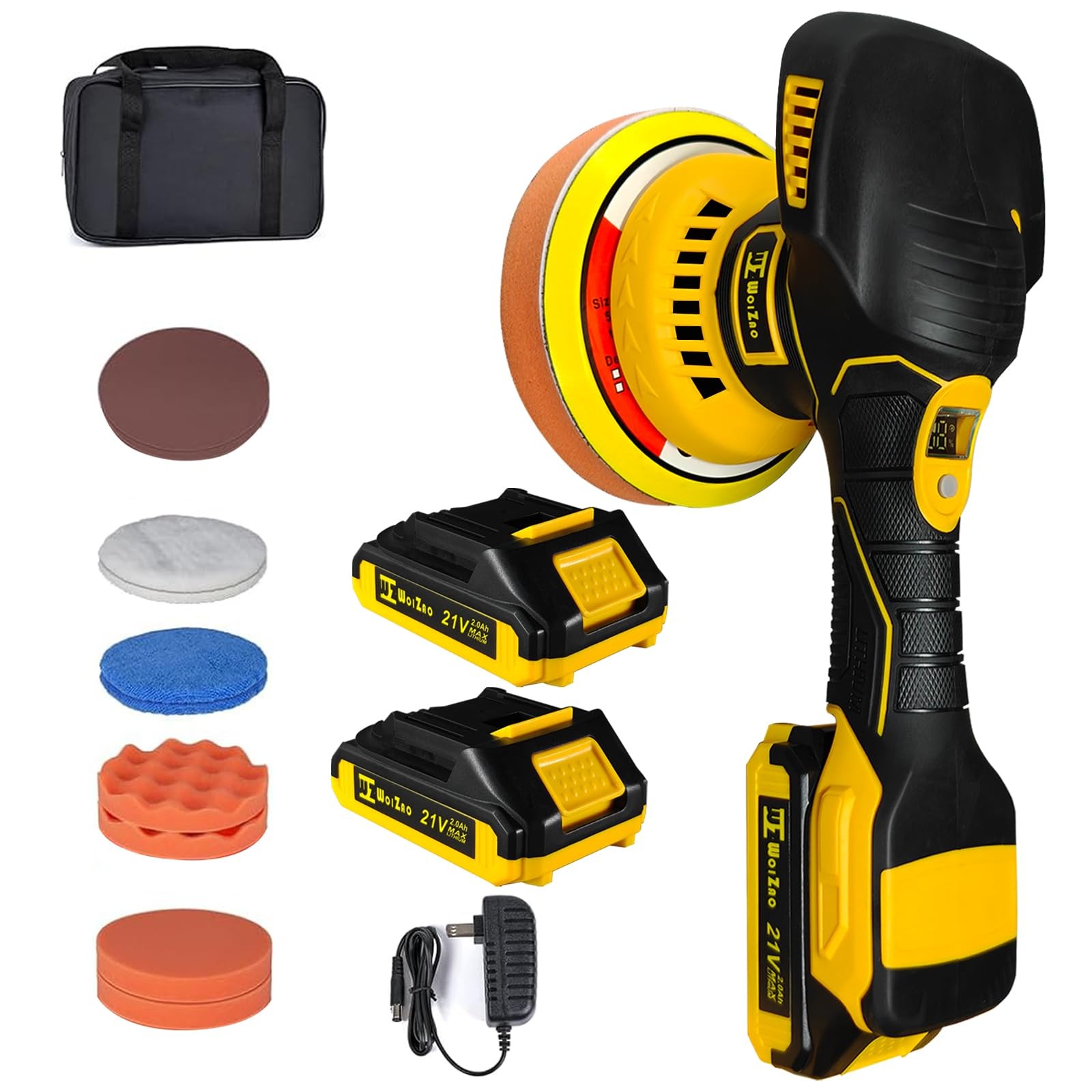 Cordless Car Buffer Polisher kit with 21V 2 X 2.0Ah Rechargeable Batteries