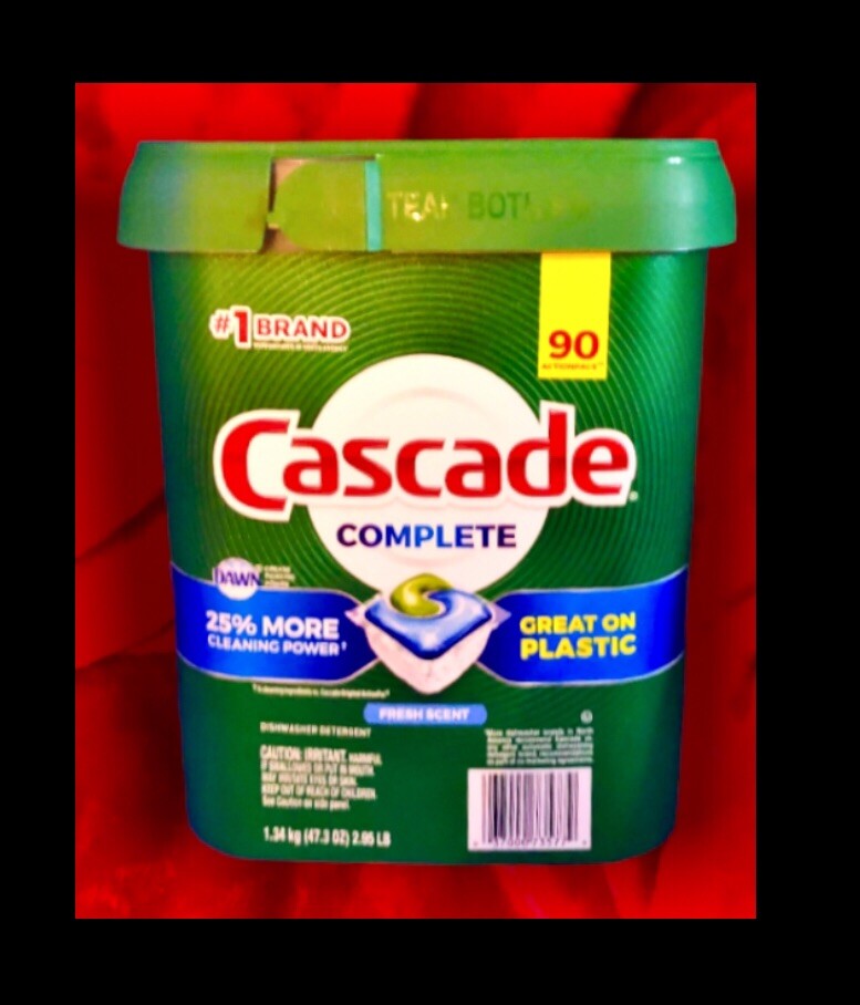 90ct CASCADE Complete Dawn Grease Fight DISHWASHER DETERGENT Packs FRESH SCENT