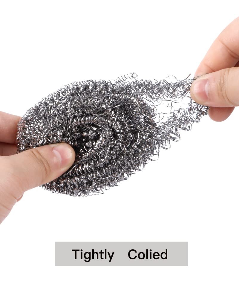 12pcs Steel Wool Scrubber Pads For Cleaning Dishes Pans Pots Ovens Grills Sinks