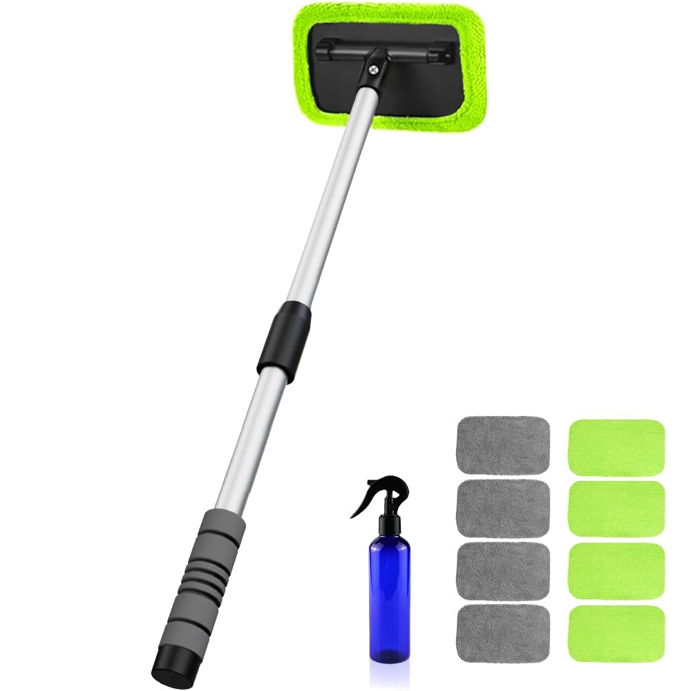 Extendable Windshield Cleaning Tool – 27″ Auto Glass Cleaner with Microfiber