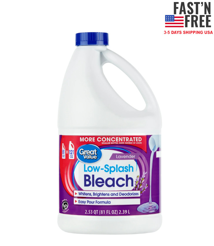 (3 pack) Great Value Low-Splash Bleach, Lavender, 81 fl oz