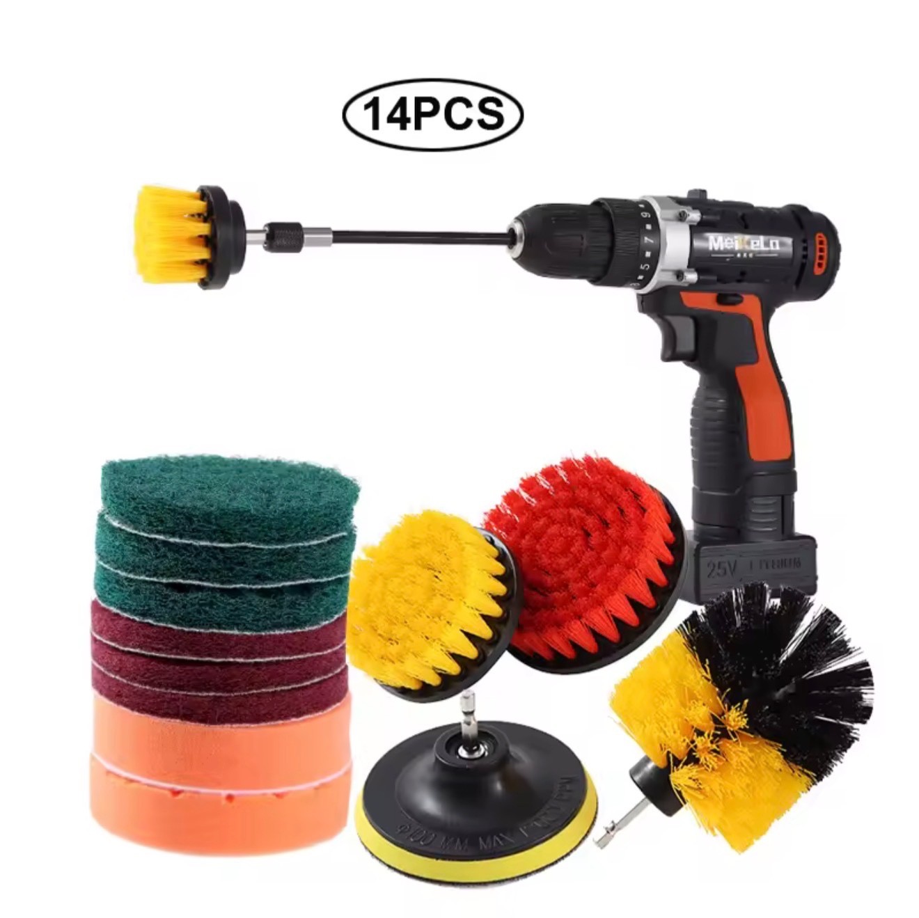 3 To 26 Brush Attachments Set Scrub Pads Sponge Power Scrubber Wash Cleaning Kit