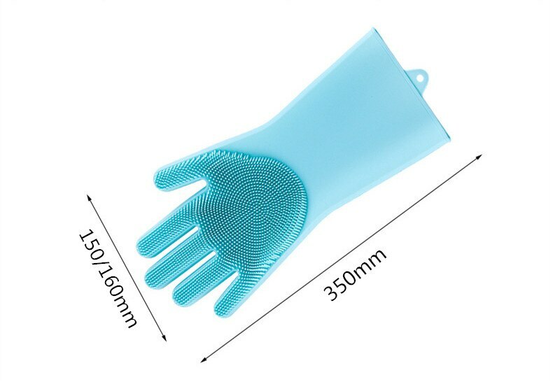 Silicone Dish Washing Heat Resistant & Vegetable Brush Scrubber Cleaning Gloves