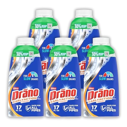 Drano EarlyAction Foamer Drain Clog Remover 17oz 5-Pack Kitchen Bathroom Sink