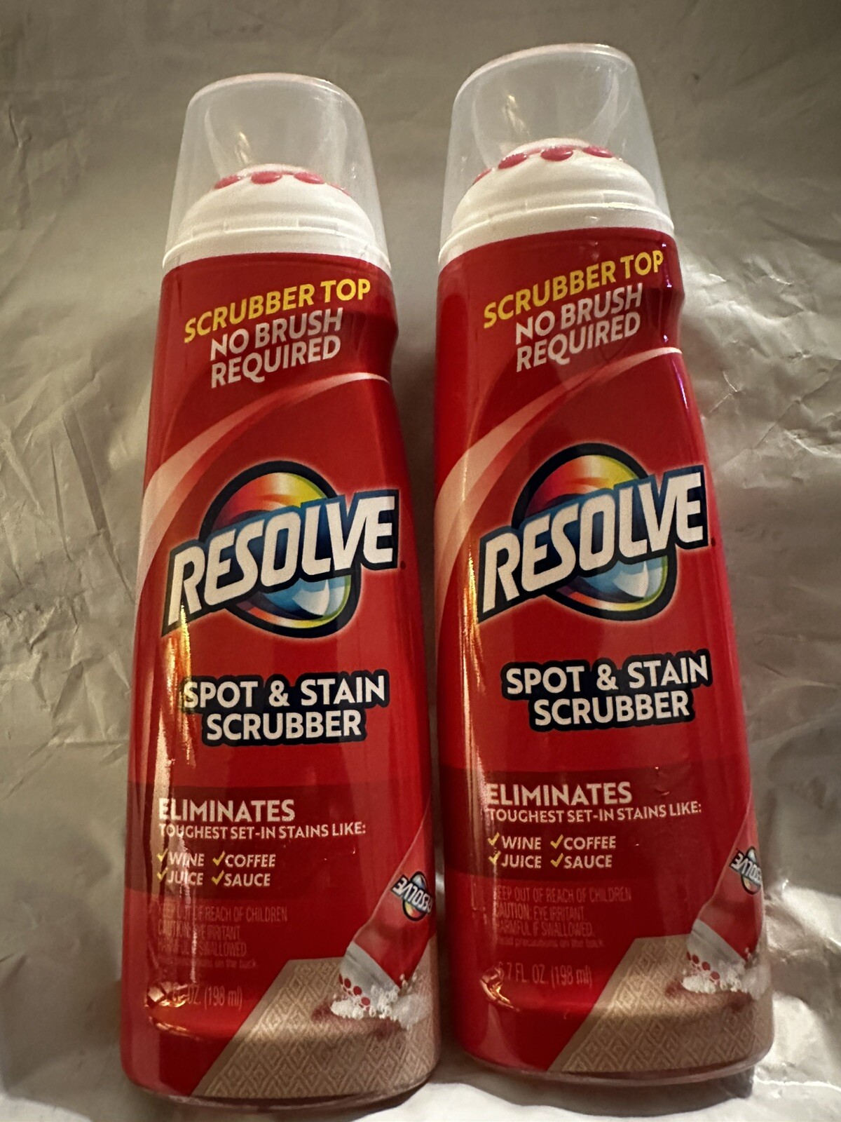 2 Pk Resolve Spot & Stain Scrubber Top Eliminates Wine Coffee Juice Sauce 6.7oz