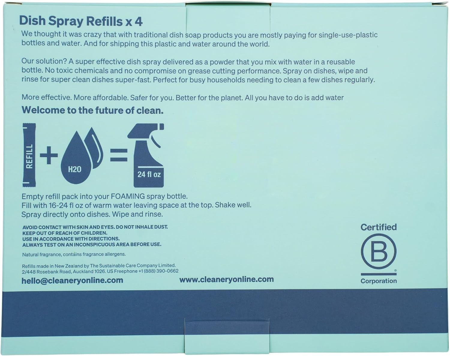 Dish Spray Cleaner Powder Concentrate Refills 4 Pack, Makes 24 fl oz Each, Ta…