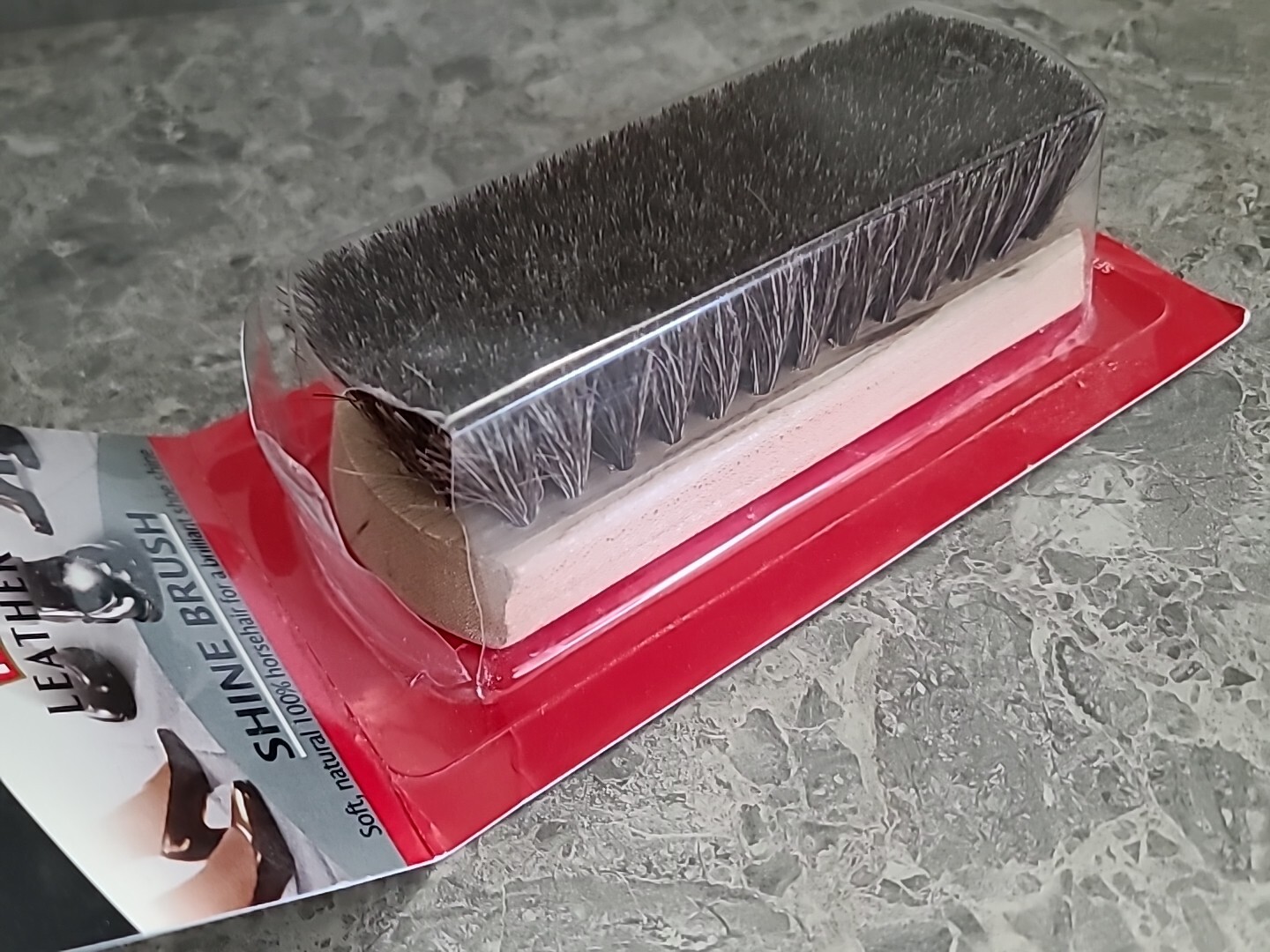 KIWI Wood Handle HORSE HAIR Bristol Shoe Shine Brush New open box