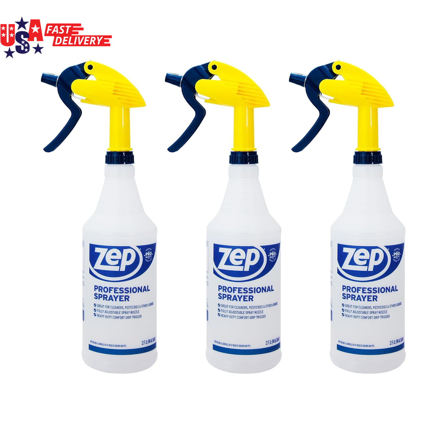 Professional Sprayer Bottle – 32 Oz (Pack of 3) – HDPRO1 – Versatile Adjustable