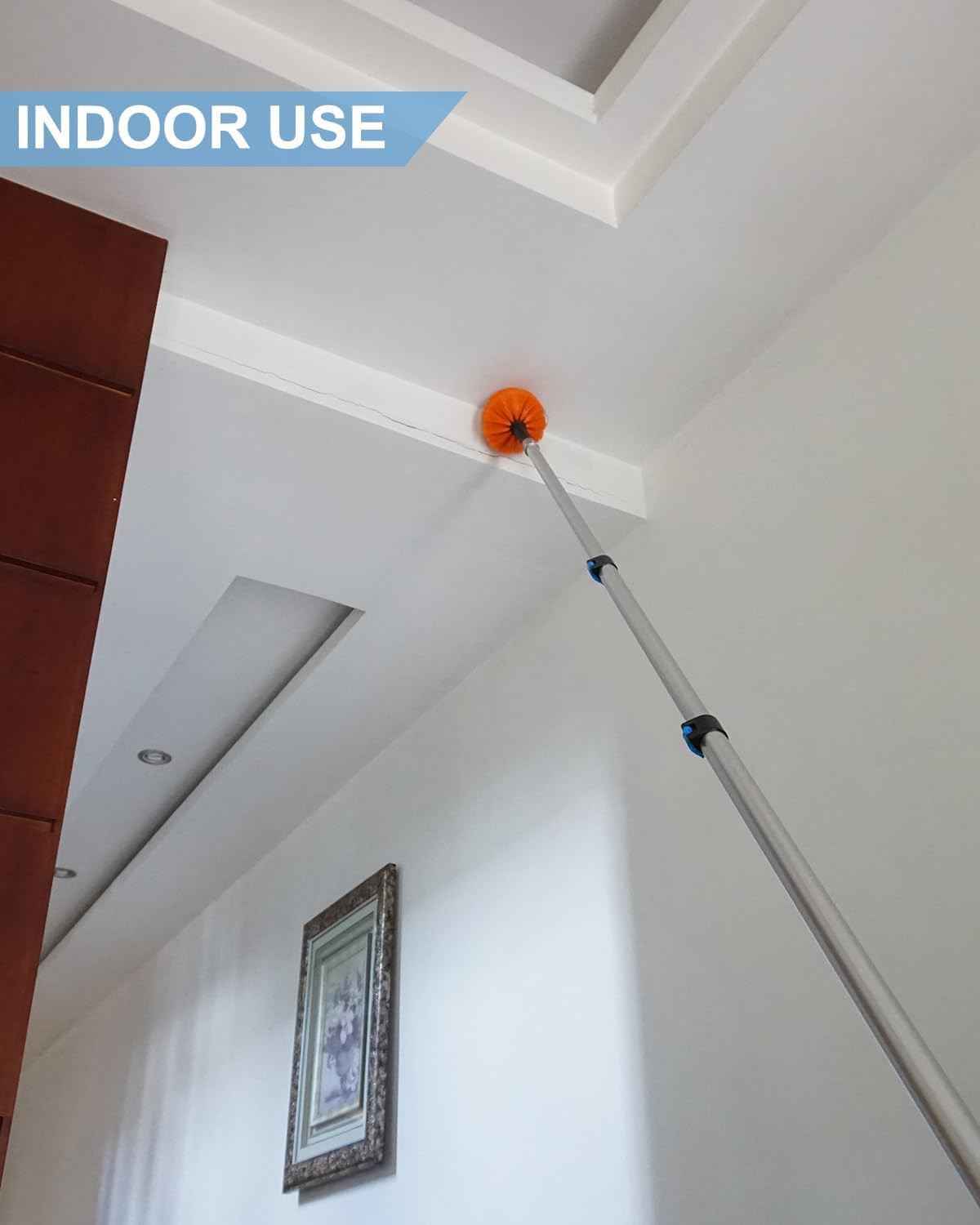 26FT Reach Cobweb Duster, Outdoor Spider Web Cleaner Brush with 5-20FT Telescopi
