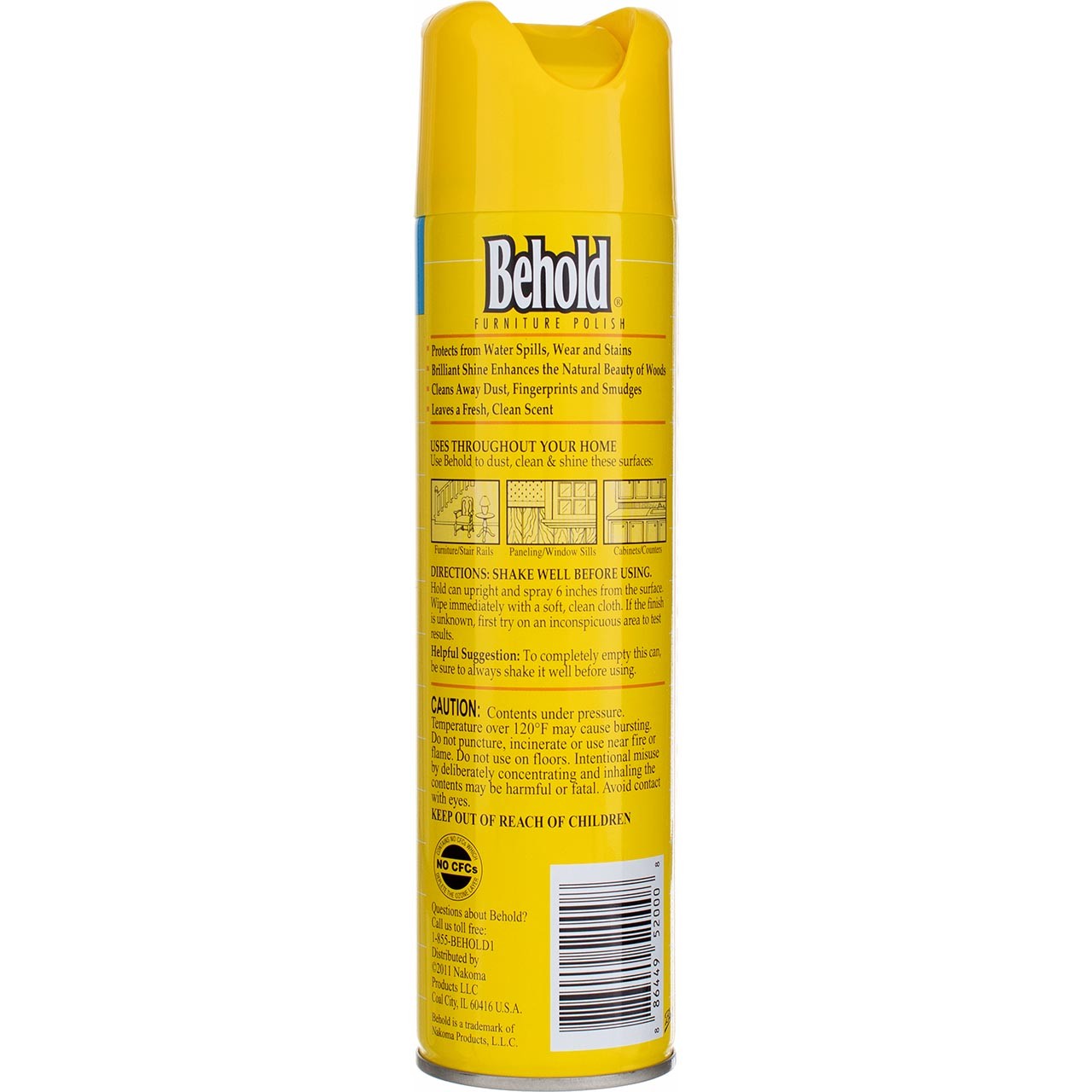 4 Pack Behold Furniture Polish Aerosol, Lemon, 12.5 oz