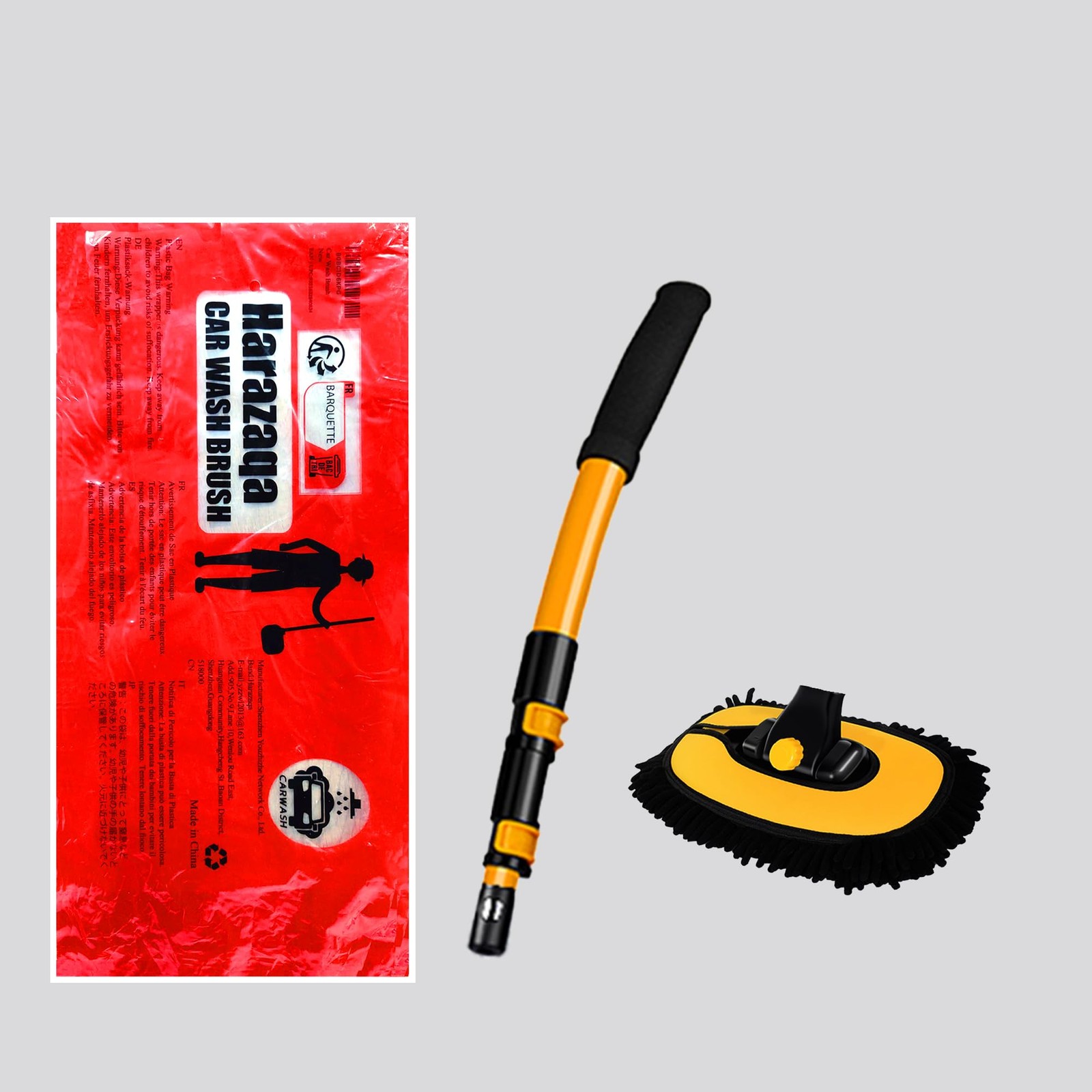 Curved Car Cleaning Brush with Telescopic Handle for RV, Truck, Boat, Van Wash