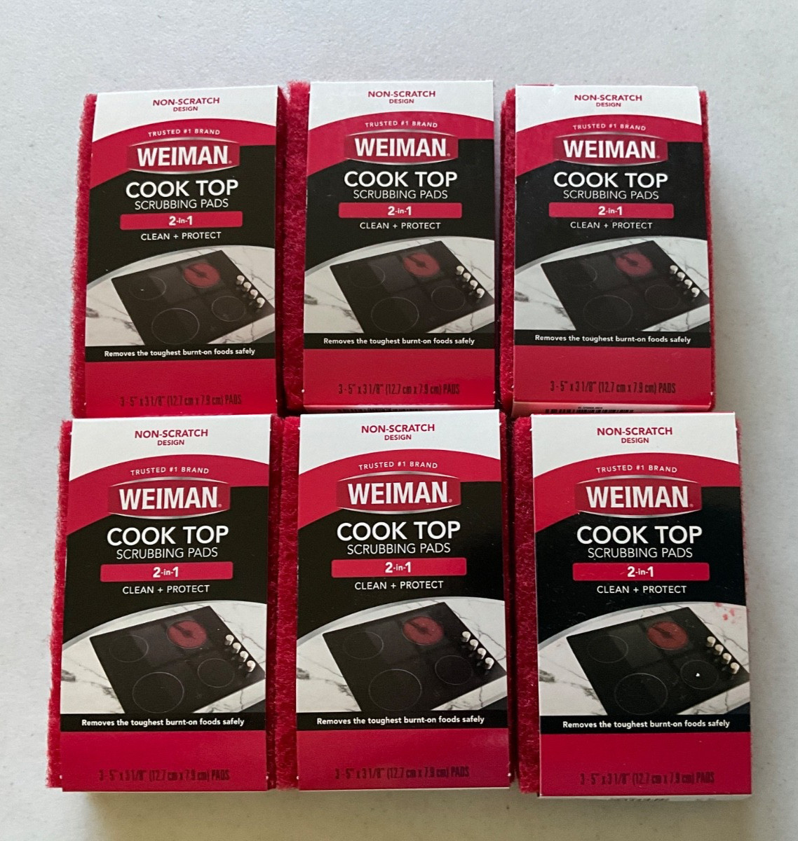 Weiman Cook Top Scrubbing Pads, 3 Count = 6 packs of 3 =18 total as pictured