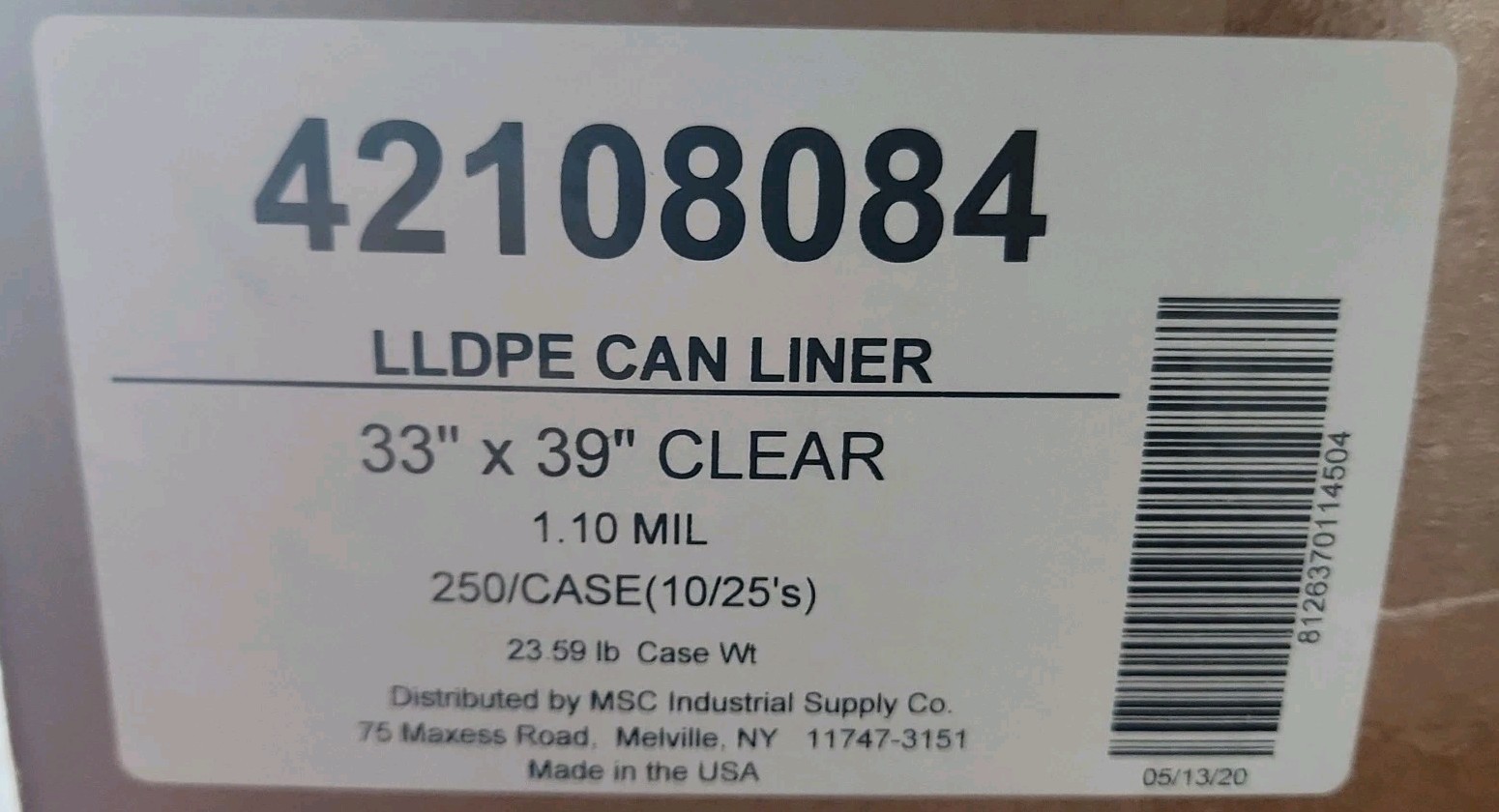 Pro Source 33″ x 39″ 1.1 mil 33 gal Can Liners – Clear (250/Case 10/25’s)
