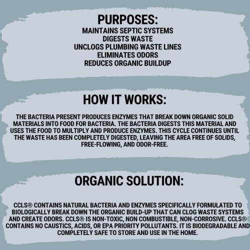 CCLS Septic Tank & Cesspool Treatment Additive/Organic Enzyme Producing Bacteria