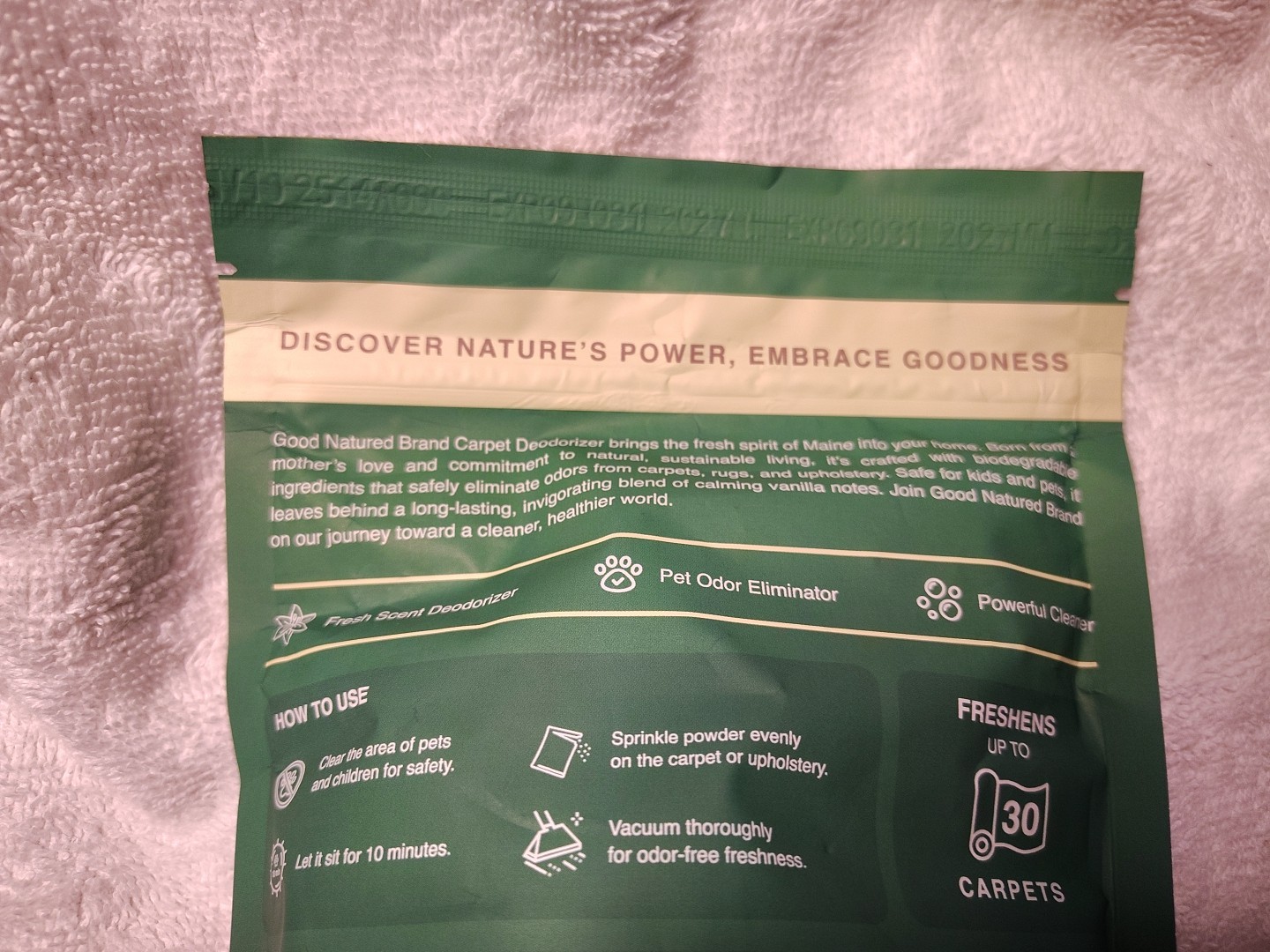 Good Natured Brand Carpet Deodorizer Vanilla Cream 31 Oz Non-toxic Pet Safe