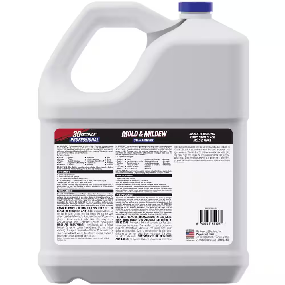 2.5 Gal Professional Outdoor Cleaner | Mold and Mildew Stain Remover 30 Seconds