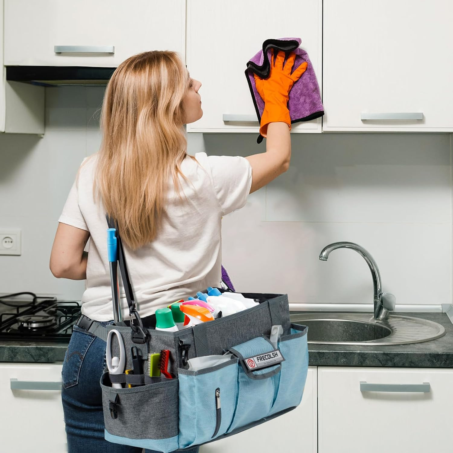 Cleaning Caddy for Cleaning Suppliers Organizer with Pockets for House Cleaning
