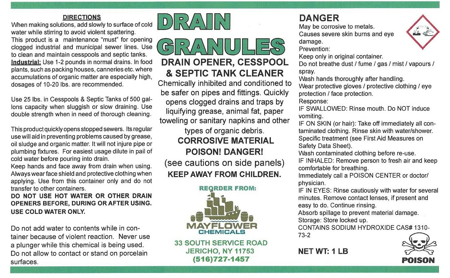 Case of 12 (1lb each) Drain Cleaner Opener Granules 100% Alkaline Sewer Septic